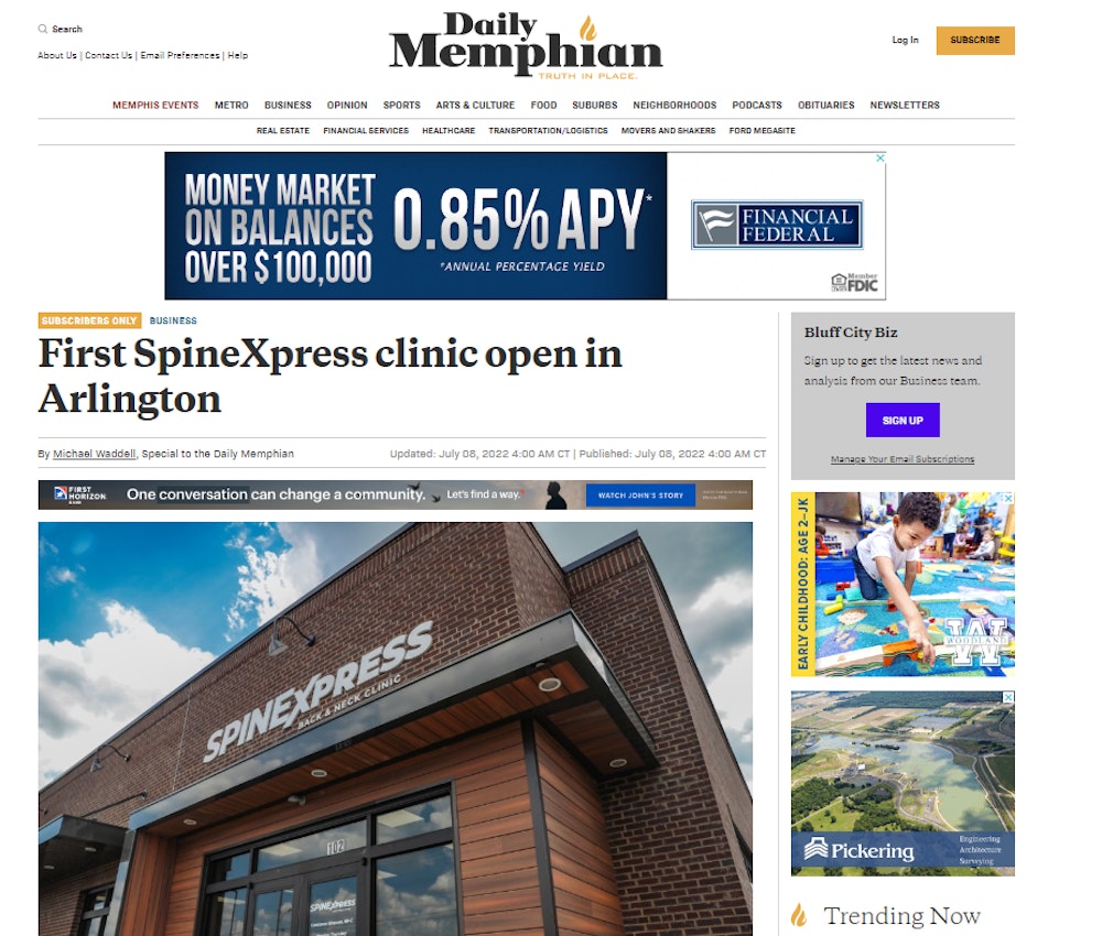 2022 07 08 13 54 30 First Spine Xpress clinic open in Arlington Memphis Local Sports Business F