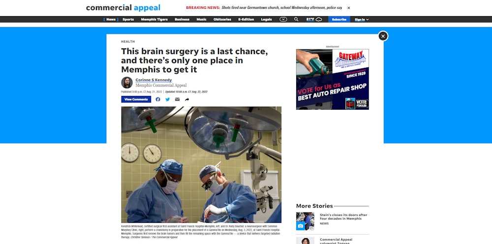2022 08 24 17 31 32 Brain tumor treatment Memphis hospital offers Gamma Tile procedure