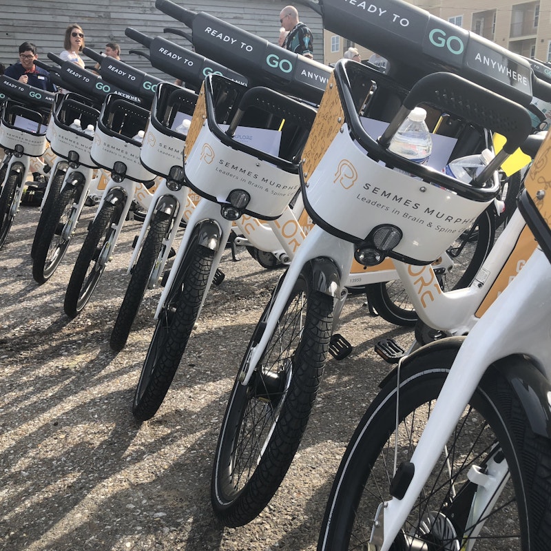 Semmes Murphey Branded Bikes Lined Up in a Row