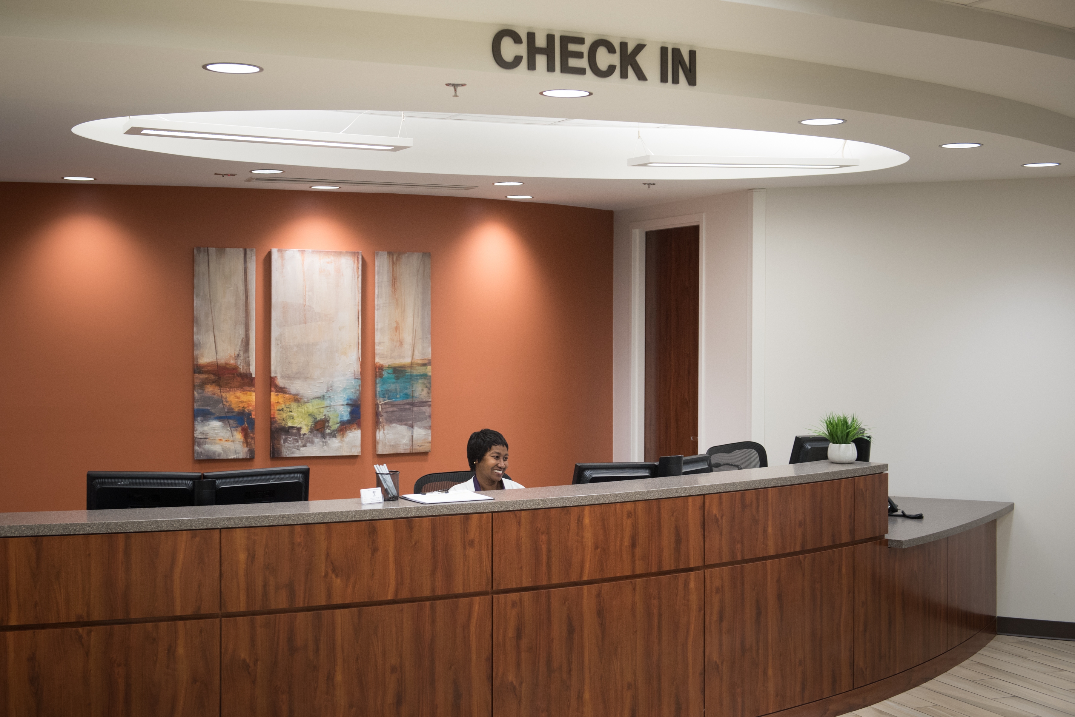 Check-in desk at Semmes Murphey